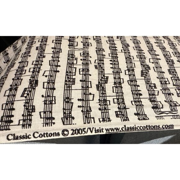 Classic Cottons Black Musical Notes Fabric 2005 Sheet Music Design Cotton Materi - Picture 2 of 4